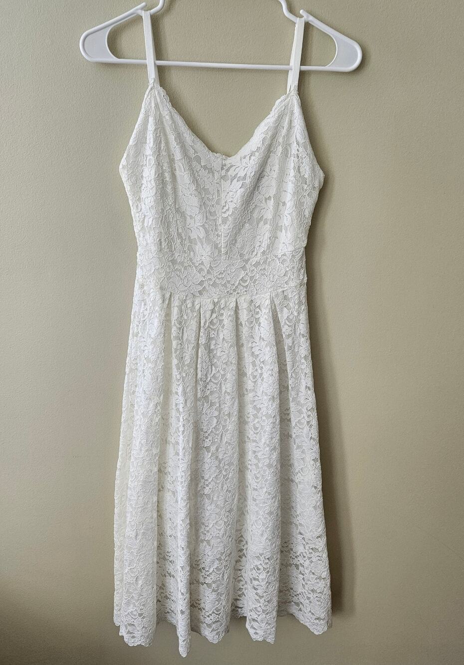 White Lace Midi Dress Size Small Coquette Cottage Feminine Summer